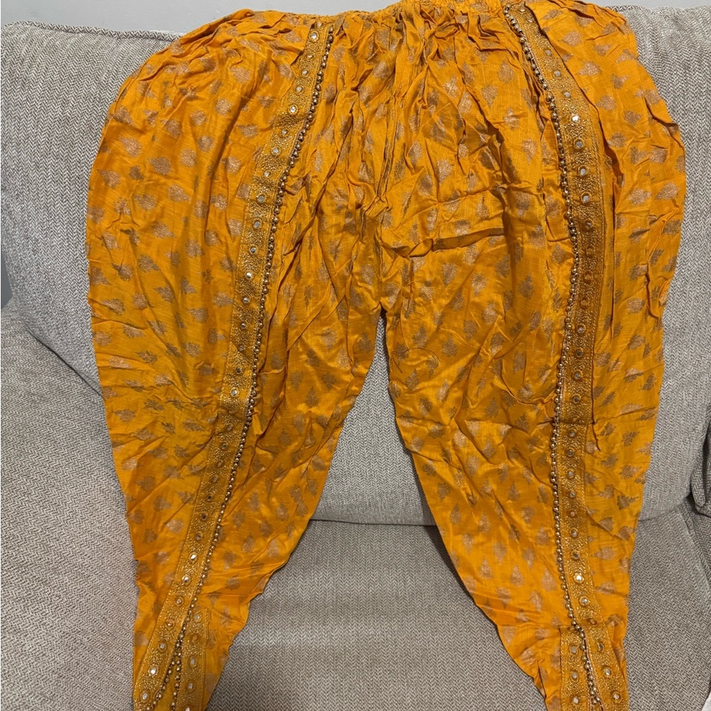 Vibrant Orange Embellished Harem Pants